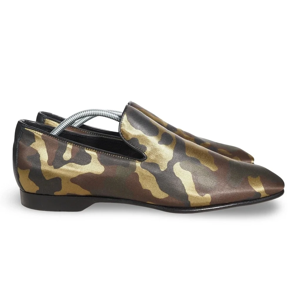 Donald‎ J Pliner Varden Camo Slip-on Loafers Italy Mens 8.5M Gold Green Brown